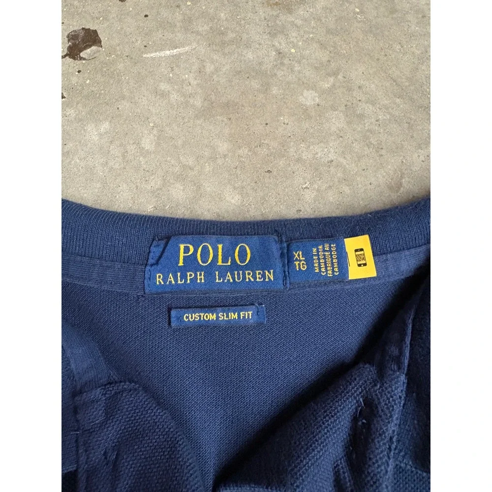 Polo Ralph Lauren Mens Big Pony Custom Slim Fit Polo Shirt Navy Blue XL
